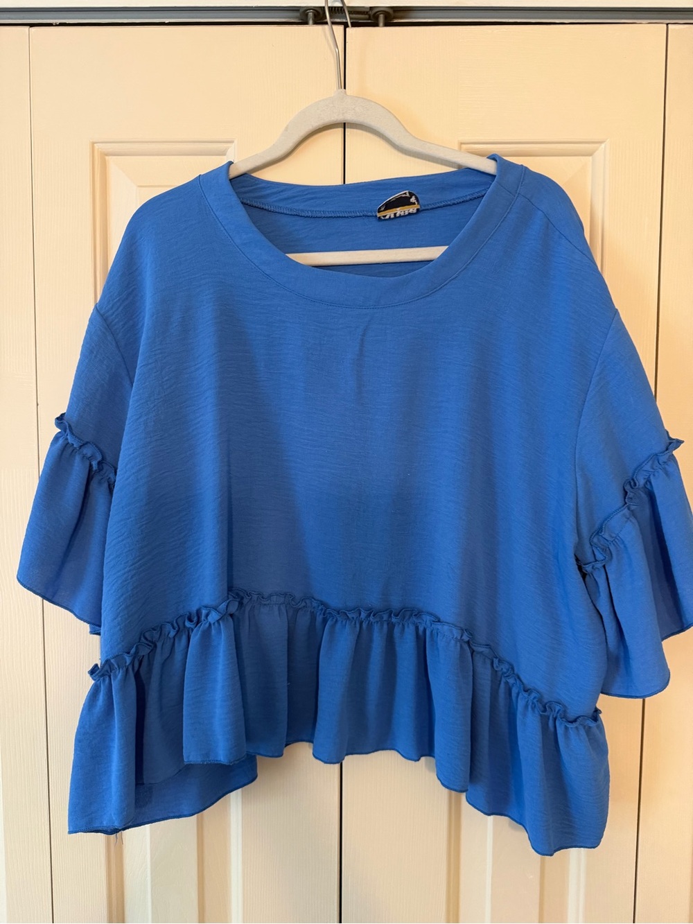 ARULA Royal Blue Ruffle Crop Top
